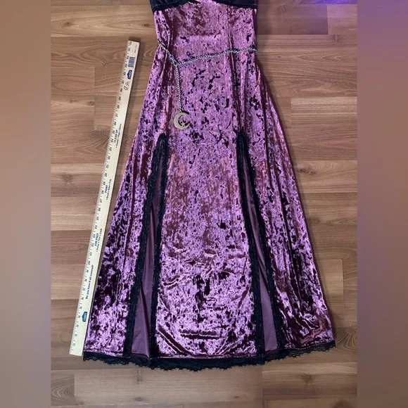 Velvet Burgundy Slit Maxi Dress - Picture 5 of 11